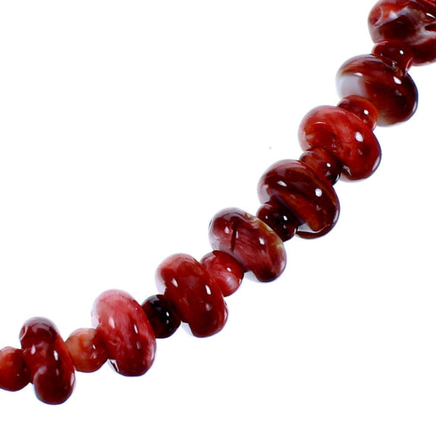 Genuine Sterling Silver Red Oyster Shell Bead Necklace RX114819